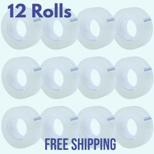Clear Tape 12 Rolls Transparent All-Purpose Dispenser Glossy Refills Packing Box
