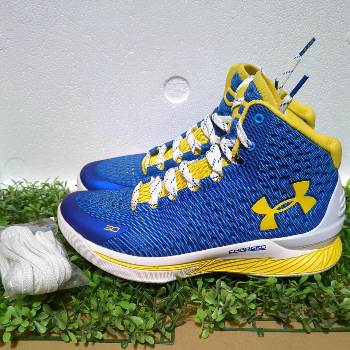 Under Armor Curry 1 1258723 402 OG Warriors Blue Yellow Men 7.5 Rare Size  Bball