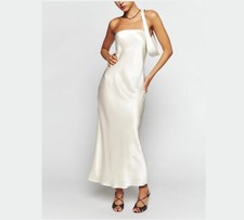 Reformation Joana Silk Dress in Ivory, Size XS S M L XL