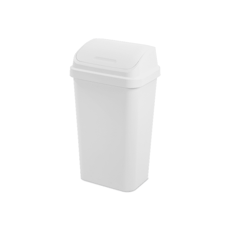 Plastic Swing Top Kitchen Trash Can Modern Design Wastebasket 13 Gallon