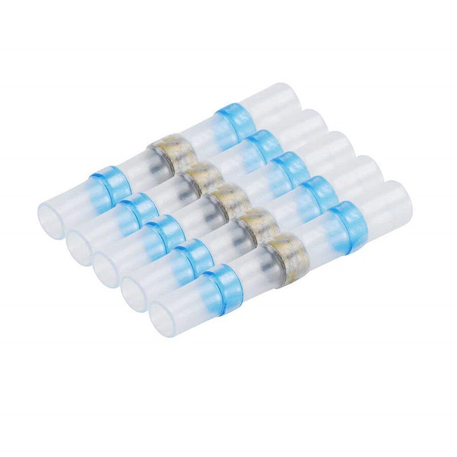 100 Pcs Blue Waterproof Car SUV Solder Sleeve Heat Shrink Terminals Kit 16-14AWG - Image 3 of 4