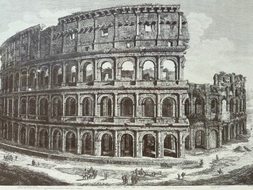 Rare Vintage Architectural Framed Print Engraving Rome Colosseum Italy Rossini - Picture 15 of 24
