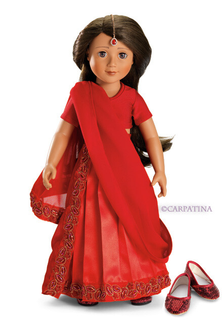 Ropa para Muñeca 18" DELGADA Falda Sari India Top Zapatos Ajuste Joya 18" Delgado Niñas Muñecas