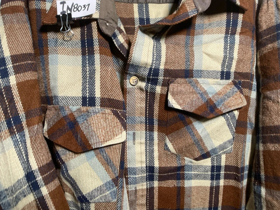 Sears Men's Flannel Brown Plaid LS Shirt 100% Acrylic Tall-L 16-16 1/2 IN8037 - Image 2 of 4
