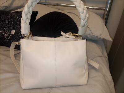 Marks and spencer Colleczione Ladies Cream Leather Handbag Shoulder Bag  Pockets UK