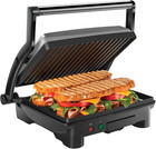 Panini Press Grill and Gourmet Sandwich Maker Non-Stick Coated Plates, Opens 180