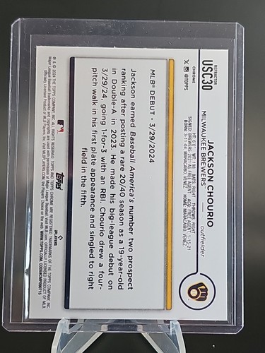 2024 Topps Chrome Update Jackson Chourio RC Prism Refractor DEBUT - Bild 3 von 3