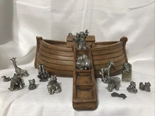 HUDSON PEWTER NOAHS ARK Giraffe Kangaroo Elephant Horse Noah Raccoon Skunk 14