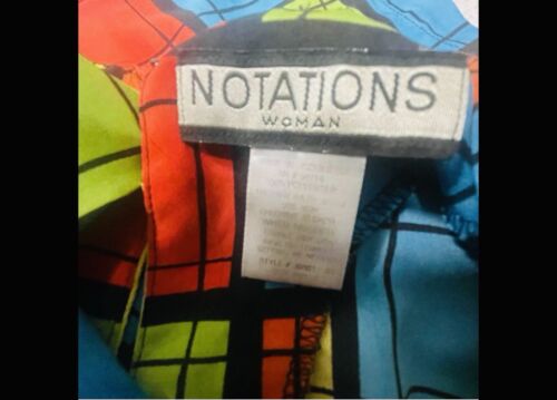 Notations Vintage Damen 10 bunte Farbblock geometrisches quadratisches Muster Top, 24 W - Bild 2 von 3