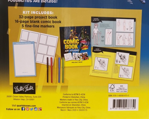 COMIC BOOK ART STUDIO KIT [32-Page Project Book, 16-Page Blank Comic Book 'NEW" - Picture 7 of 7