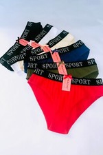 6 Womens Cotton Bikinis Underwear Briefs Stripes SPORT Teen panties Lot Pack S