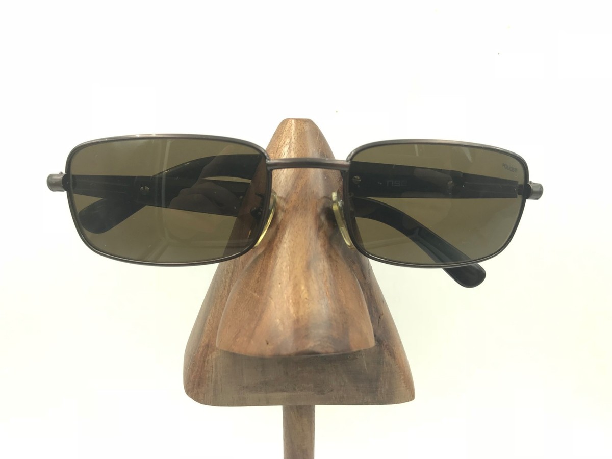 Vintage Police 1429 K05 Brown Metal Rectangle Sunglasses Italy