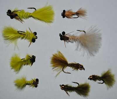 Mixed Size 10/12/14 For Fly Fishing Damsel Nymph Trout Flies,12 Pack Teal Blue