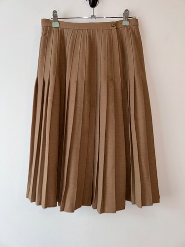 Midi Plain Brown Skirt Pleated Wrap Vintage Size 8-10 FLAW Boho Retro - Picture 3 of 11