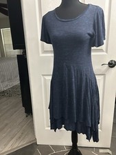 Dolan Anthropologie Women's Terri Flutter Sleeve Dress Handkerchief Hem Blue XS