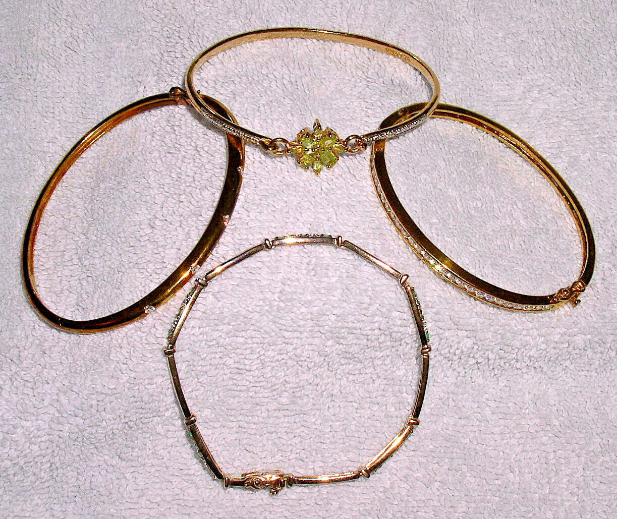 LOT Sterling 925 Gold Wash Irridated Vintage RS Bracelets – 3 Bangles 1 Link
