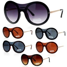 SA106 Retro Unique Shield Round Rimless Womens Sunglasses