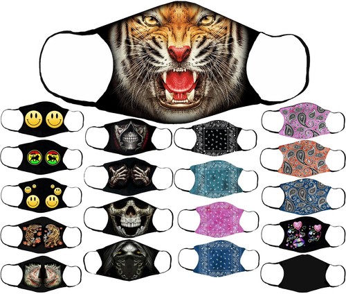 Adults Face Masks Cotton Glow in the Dark with Filter Pocket Reusable & Washable - Picture 36 of 159