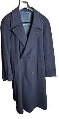 Fodera Bemberg Men s 100% Cerruti 1881 Wool Trench Coat Made in Italy SZ L  BLK