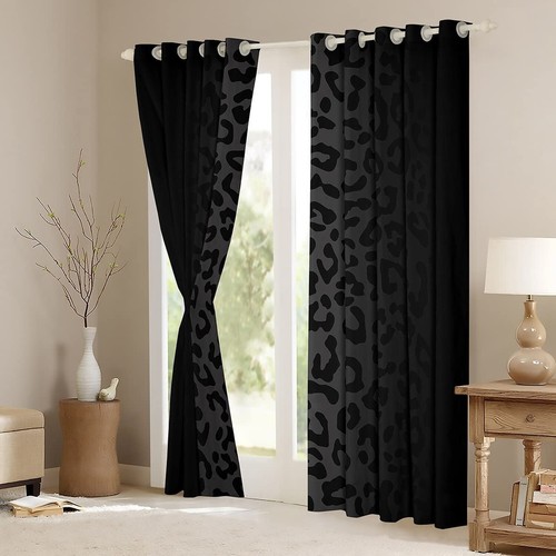 Feelyou Leopard Blackout Curtains (2 Panels, 38 x 54 Inch) Cheetah Print Curt... - Picture 3 of 8
