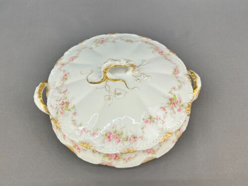 Theodore Haviland SCHLEIGER 341A Round Covered Serving Bowl Pink Flowers c. 1895 - Picture 8 of 14