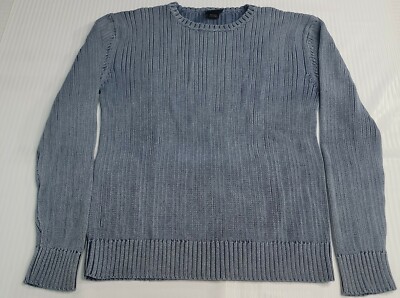 AIGLE Men s Blue Pullover Sweater Size XL Ribbed Long Sleeve  100% Cotton