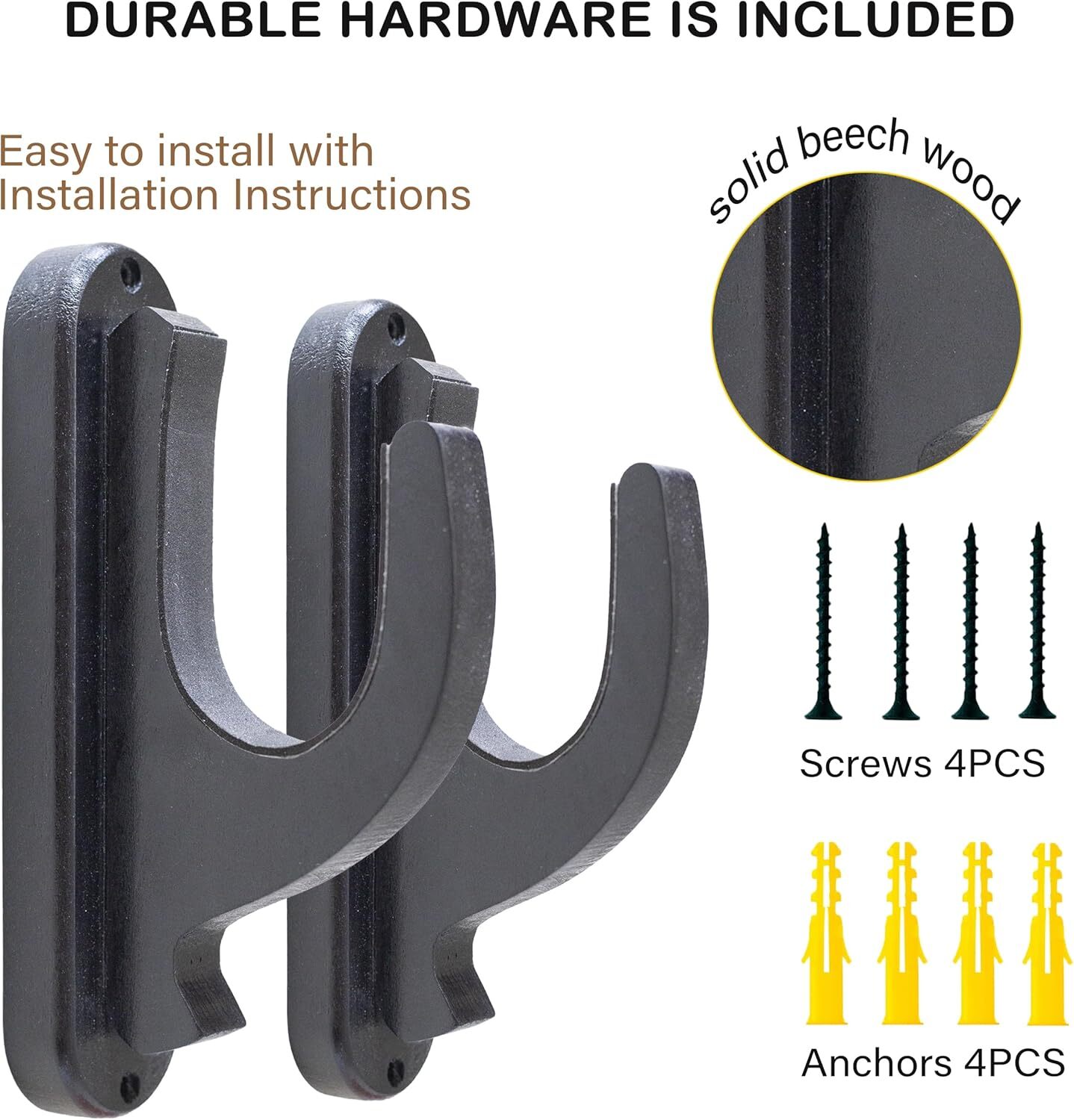 Rifle Gun Rack Wall Mount Hardwood Shotgun Hook Holder Single Gun Display Hanger