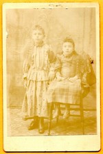 Portrait of 2 Young Sisters, circa 1890s Old Cabinet Card