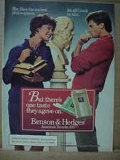 1985 Benson and Hedges Cigarette Ancient Greek Philosopher Vintage Print Ad 144