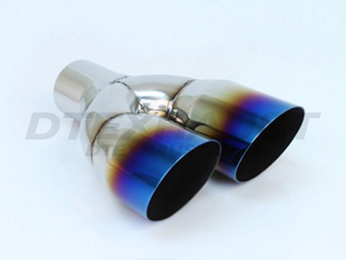 Pair Of DIFFERENT TRENDS DT-24055A Stainless Bow Tie Exhaust Tips – 2.25 Inlet, 4.5x1.7 Outlet, 9" Long
