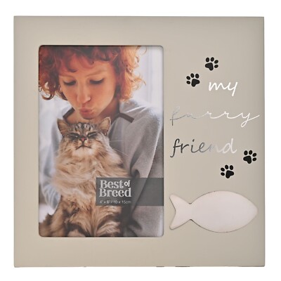 Personalisierter Fotorahmen ''Mein pelziger Freund'' Fischsymbol 4'' x 6'' Katze fügen den Namen des Haustieres hinzu