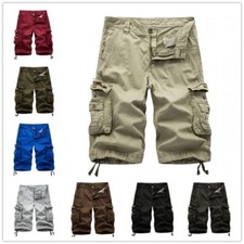 Pantaloni Cargo Uomini Corti Loose Casual Comando Cotone Tasconi Khaki Vintage
