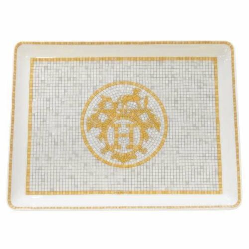 Hermes Mosaique au 24 Square Sushi Plate 16 x 12 cm Gold Porcelain-