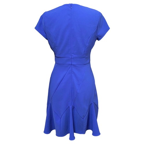 Bar III Blue Cobalt Glaze V Neck Y2K 90s Fit & Flare Dress Size 2 - Picture 3 of 6