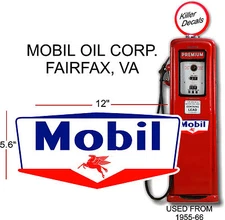 12" 1955-66 MOBIL GAS PEGUSUS GASOLINE DECAL CAN  GAS PUMP LUBSTER