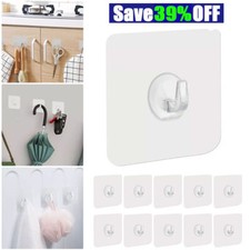 10X Strong Sticky Self Adhesive Wall Hooks Hangers for Kitchen Bathroom Door NEW