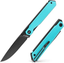 FLISSA Pocket Knife, Folding Knife with 3.2" 8Cr13MoV Blade (Green) G10 Handle