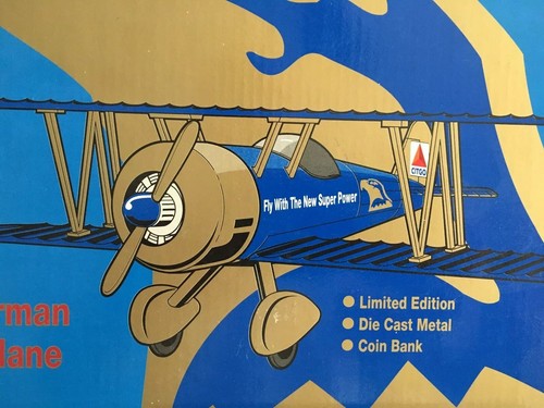 SpecCast Citgo Stearman Bi-Plane Die Cast Metal Coin Bank Lmtd Edition 1993 NIB - Picture 3 of 10