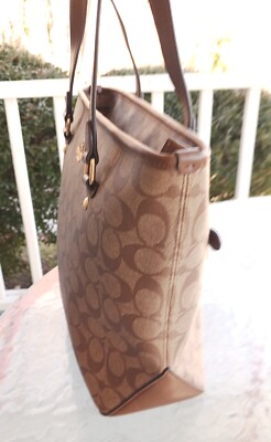 Coach MEDIUM F58294 Taxi Signature C Coated Canvas Brown Tote W