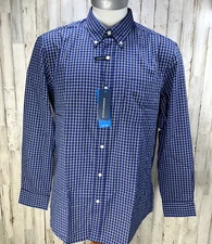 SADDLEBRED Mens Shirt Plaid Blue Button Down Long Sleeve Front Pocket Sz L    U4