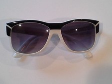 Vintage Deco White and Black Sunglasses Made In Mauritius