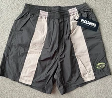 NWT Pleasures Storm Nylon Active Shorts Baggies Mens L Olive Green / Tan