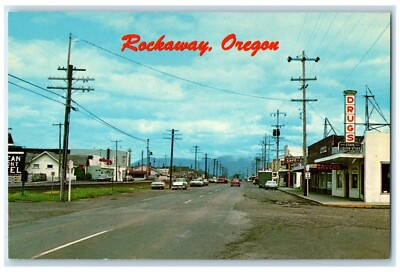 #ad #ad c1960 Busy Resort Cities Oregon Coast Classic Cars Road Rockaway Oregon Postcard $17.52