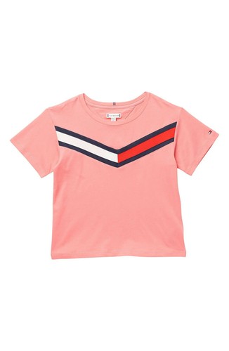 Tommy Hilfiger T-Shirt Flag Tape Tee Shirt Short-Sleeve Big Girl Youth Size L-XL - Picture 7 of 7