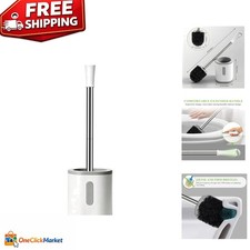 Space-Saving Toilet Brush Holder with Durable Nylon Bristles - Modern Aesthetics