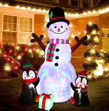 Christmas Inflatable Snowman Penguin 6ft Blow Up Yard Decoration LED Lights
