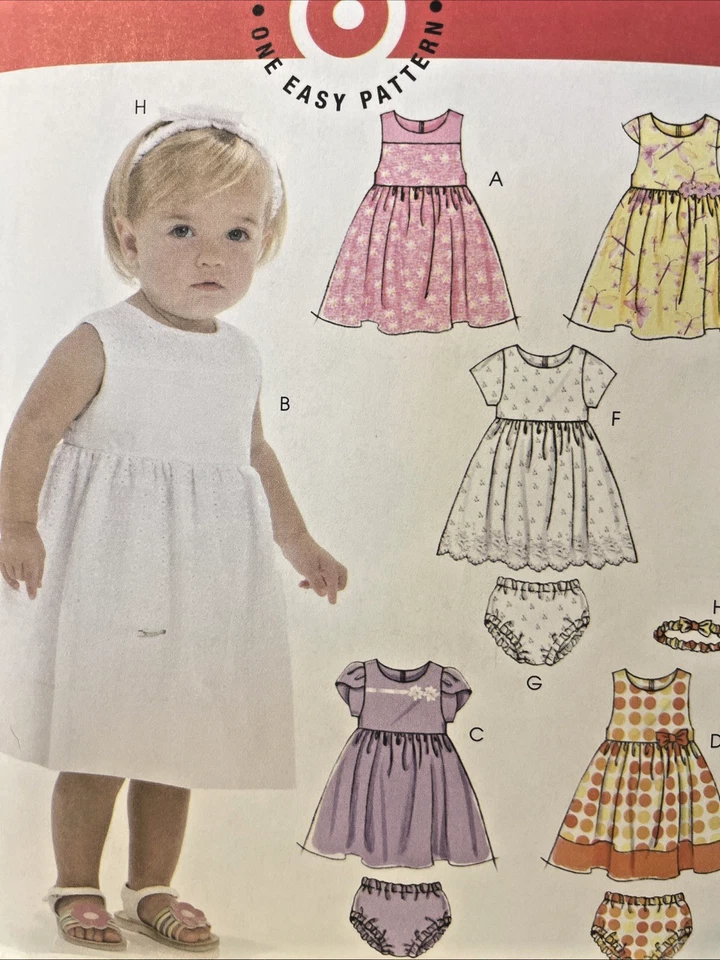 Sewing Pattern #M6015 Infant Dress, Panties, & Headband Size OSZ Uncut - Image 2 of 3
