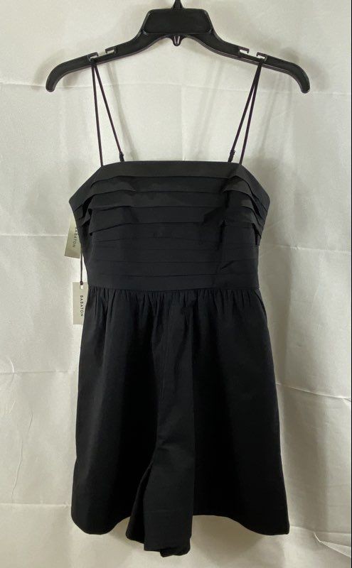 Babaton Women's Black Abacus Poplin Pleated Bodice Romper Size 0 NWT