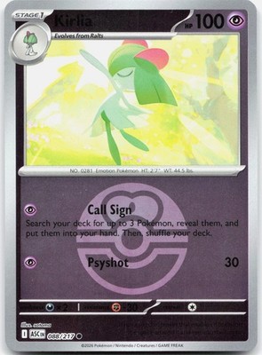 Kirlia (Love Ball) 088/217 Common Ascended Heroes Pokemon Reverse Holo Near Mint
