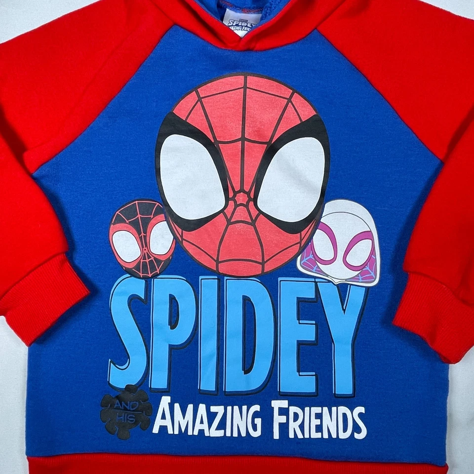 Толстовка с капюшоном Marvel унисекс детская Spidey Amazing Friends с длинным рукавом синяя красная размер США 5T - Изображение 2 из 4
